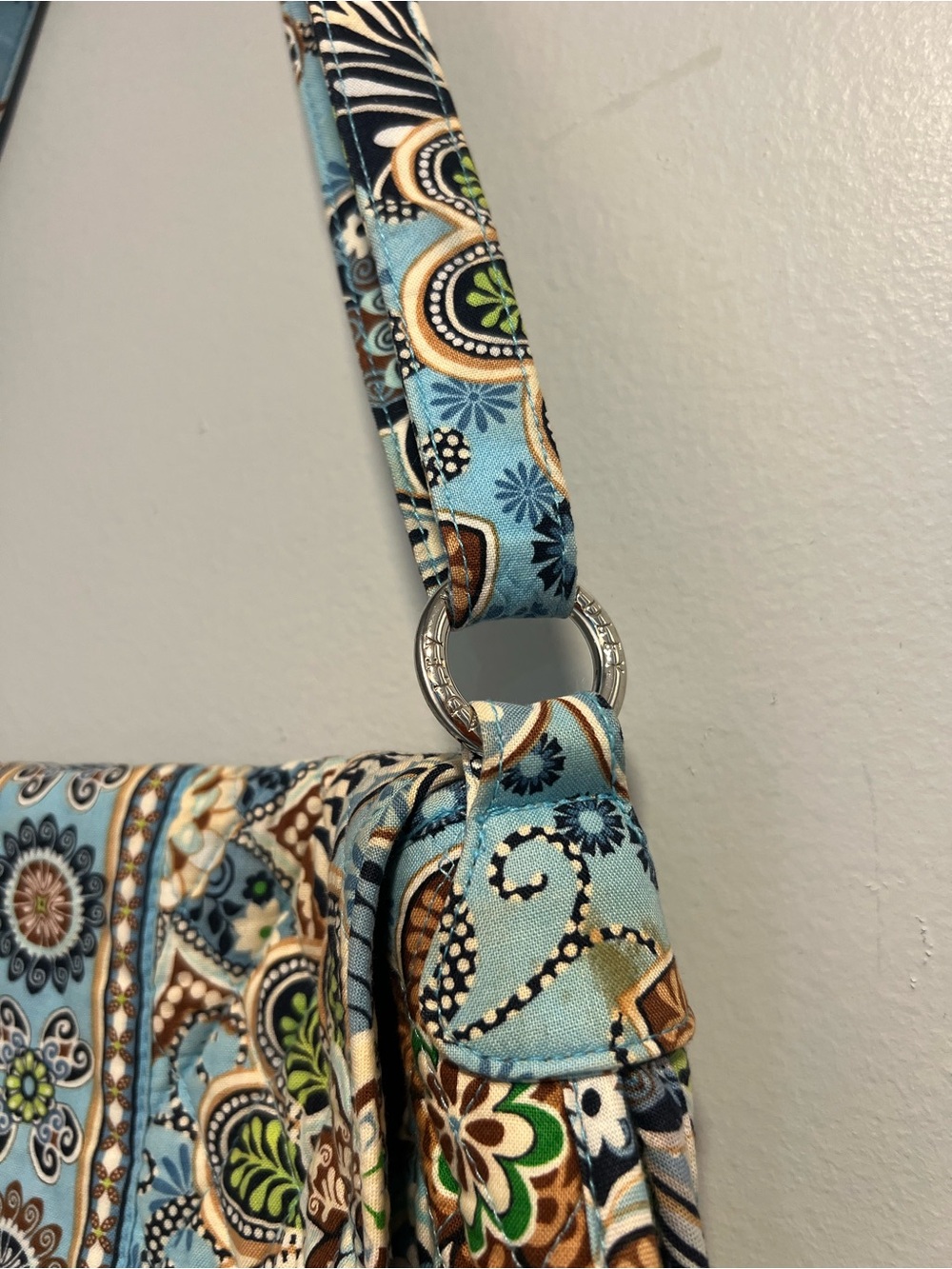 Vera Bradley Saddle Up Bali Blue Crossbody Shoulder Bag Floral Magnetic Flap M - Picture 7 of 16